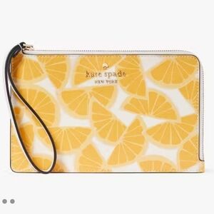 Kate Spade Staci Orange Toss Medium L-Zip Wristlet